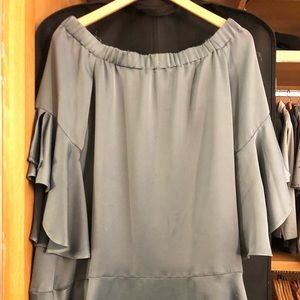 Zara off-shoulder green dress